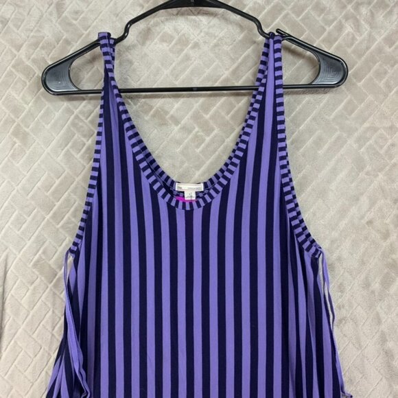 Gap Womans Large Dress Long Maxi Purple Stripe Sleeveless Scoop Neck A Line - Picture 2 of 12